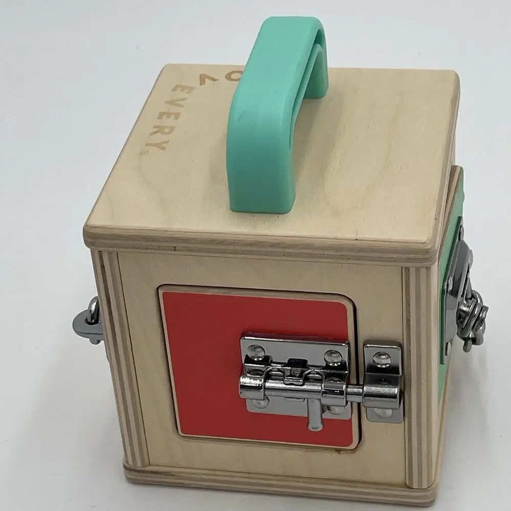 Lovevery Wood Lockbox Montessori Learning Educational Toy Latch Activity Cube